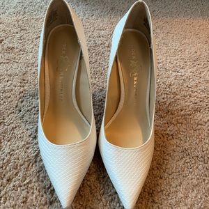 Faux white snakeskin heels